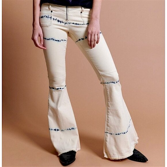 ONE TEASPOON Ziggy Tie Dye Bleach Flare Bellbottom Jeans 28 - Picture 1 of 10